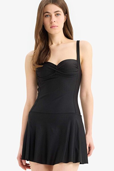 DeFacto Regular Fit Skirted Swimsuit-Fall in Love Z4361Az25Sm