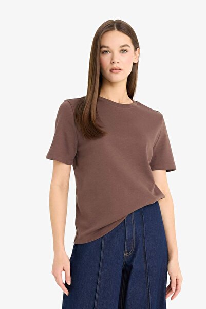 DeFacto Regular Fit Bisiklet Yaka Basic Düz Kısa Kollu Tişört D7579AX25SP
