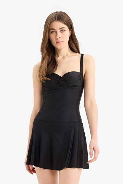 DeFacto Regular Fit Skirted Swimsuit-Fall in Love Z4361Az25Sm