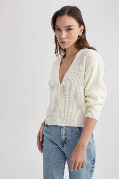 DeFacto Kardigan s výstřihem do V, klasický střih B7867AXNS