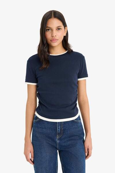 DeFacto Slim Fit Slim Fit με λαιμόκοψη με κοντό μανίκι ροζ μπλουζάκι F3504AX25SM