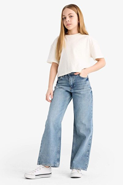 DeFacto Kız Çocuk Straight Wide Jean Pantolon F3150A825SM
