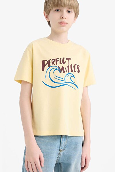 DeFacto Boy's Crew Neck Printed Short Sleeve T-Shirt E0174A825Hs