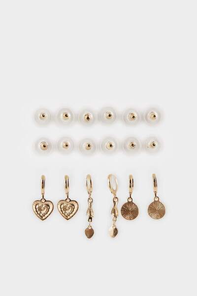 DeFacto Women's 9-Piece Gold Earrings E8551Axns