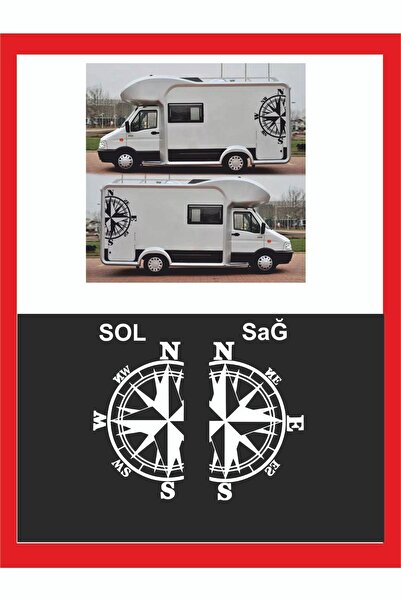 Genel Markalar Pusula 2 Adet 48*28 Cm Sağ-sol Oto Sticker -karavan Sticker- Kamp Sticker
