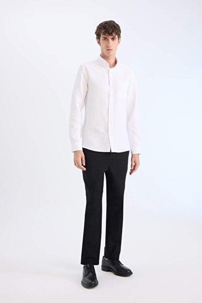 DeFacto %100 Pamuk Yazlık Jogger Pantolon Regular Fit Normal Kesim Keten Görünümlü Düz Paça Cepli B4138AX25S