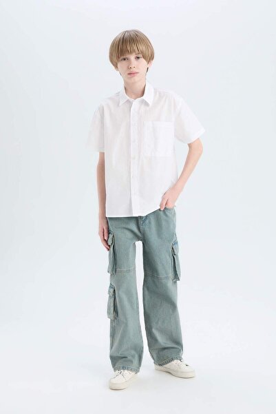 DeFacto Αγόρι Oversize Wide Fit Polo γιακά αλεξίπτωτο κοντομάνικο πουκάμισο E1588A825HS