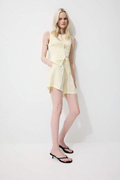 DeFacto Yüksek Bel Keten Karışımlı Şort F0005AX25SM