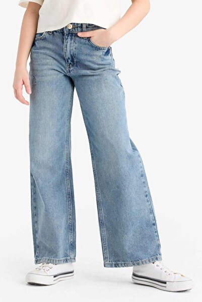 DeFacto Kız Çocuk Straight Wide Jean Pantolon F3150A825SM