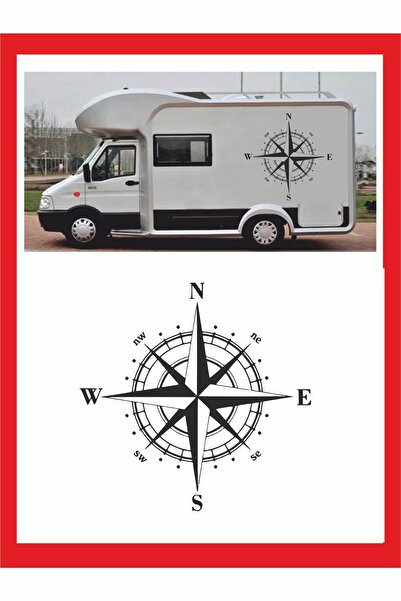 Genel Markalar Pusula Sticker 45x45cm 1 Adet Oto Sticker - Kamp Karavan Sticker