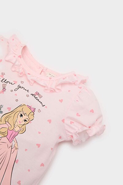 DeFacto Kız Bebek Disney Prenses Pijama Takımı Kısa Kollu Penye Üst Beli Lastikli Uzun Alt E1546A525SM