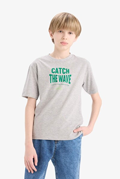 DeFacto Boys' Crew Neck Printed Short Sleeve T-Shirt E0180A825Hs