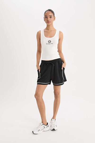 DeFacto Defactofit Nba Brooklyn Nets Slim Fit Tight-Fitting U-Neck Rib Sportsman Singlet E2358Ax25Sm