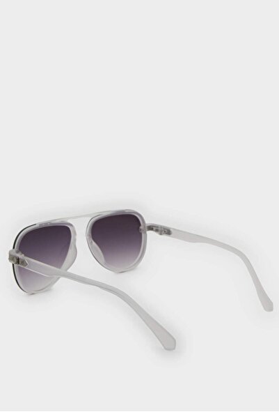 DeFacto Men's Oval Plastic Clear Frame Clear Glass Uv Sunglasses F0574Axns