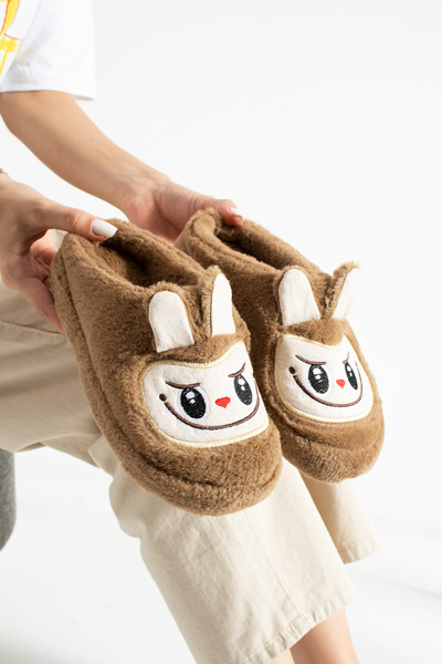 Moda Devrin Χειμερινές γυναικείες παντόφλες με βελούδινα παιχνίδια βιζόν