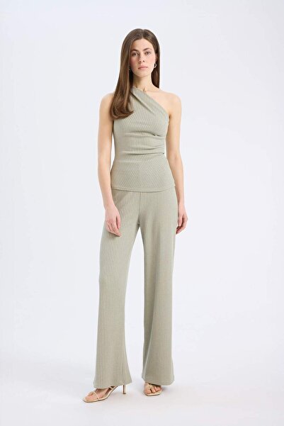 DeFacto Slim Fit Dar Kesim Fitilli Kaşkorse Basic Düz Pantolon E5783AX25SP