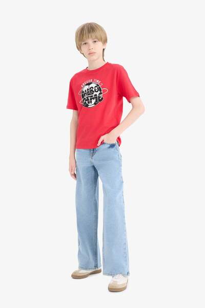 DeFacto Boy's Crew Neck Printed Short Sleeve T-Shirt F0178A825Sm