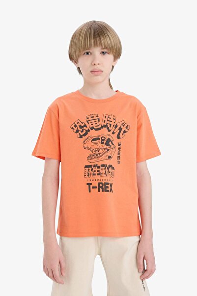 DeFacto Boy's Crew Neck Printed Short Sleeve T-Shirt F0180A825Sm