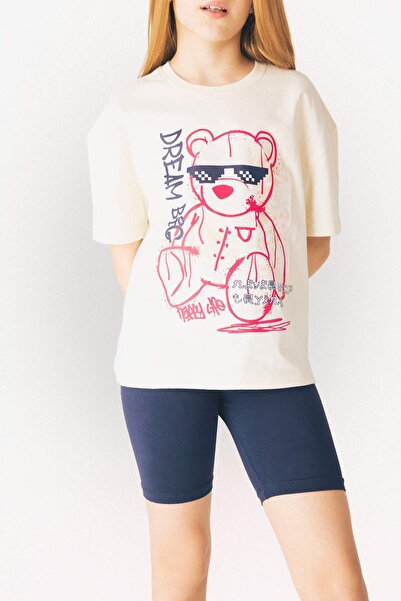 DeFacto Girl's Relax Fit Printed Crew Neck Short Sleeve T-Shirt E0389A825Sm