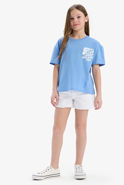 DeFacto Κορίτσια Relax Fit Crew λαιμόκοψη κοντομάνικο μπλουζάκι E0354A825SM