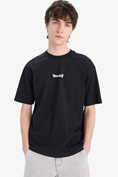 DeFacto 100% βαμβακερό Dragon Ball Boxy Fit Crew λαιμόκοψη με στάμπα μπλουζάκι με κοντό μανίκι E1011AX25SM