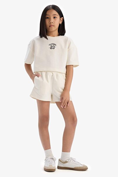 DeFacto Girl's 2 Piece Set Printed Short Sleeve T-Shirt Shorts E0730A825Sm