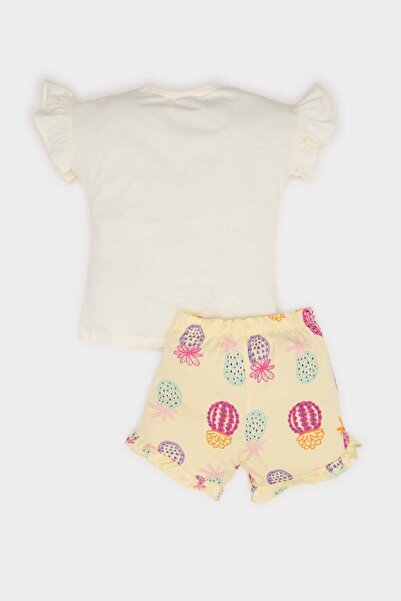 DeFacto Baby Girl 2-Piece Set Printed Short Sleeve T-Shirt Patterned Shorts E6453A525Sm