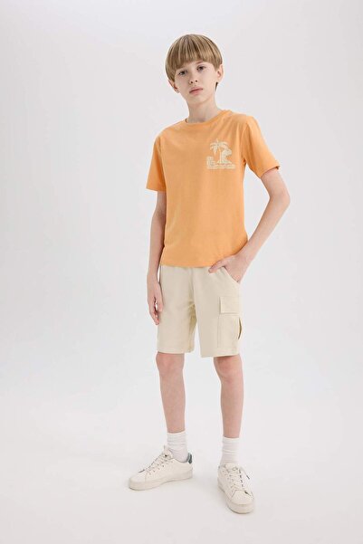 DeFacto Boy's Crew Neck Printed Short Sleeve T-Shirt E0167A825Sm