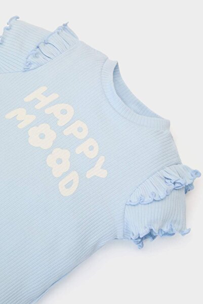 DeFacto Kız Bebek 2li Takım Baskılı Kısa Kollu Fitilli Kaşkorse Tişört Beli Lastikli Alt A0457A525SM