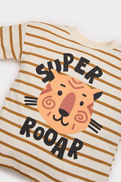 DeFacto Erkek Bebek 2'li Takım Çizgili Baskılı Kısa Kollu Tişört Şort E8730A525SM