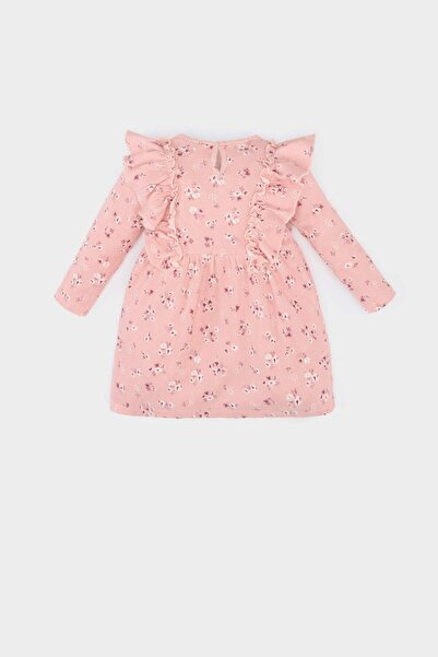 DeFacto Kız Bebek Çiçekli Uzun Kollu Waffle Elbise D9563A525SP