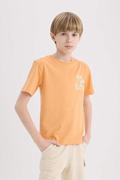 DeFacto Boy's Crew Neck Printed Short Sleeve T-Shirt E0167A825Sm