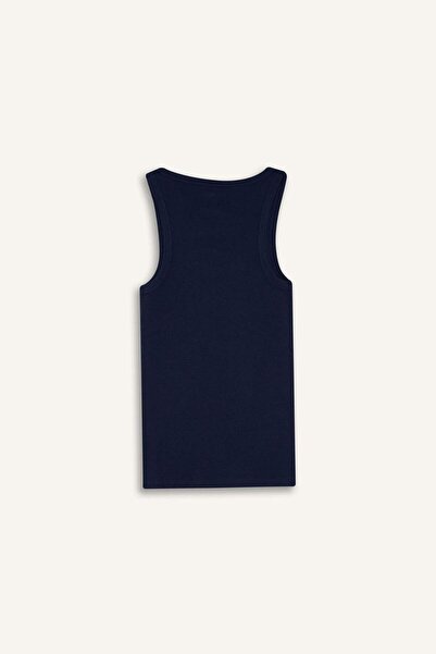 DeFacto Slim Fit Dar Kesim Basic Düz Yuvarlak Yaka Fitilli Kaşkorse Atlet E5539AX25SM