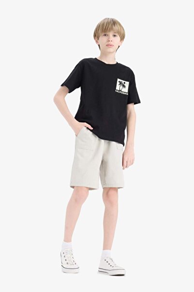 DeFacto Boy's Elastic Waist Pocket Gabardine Shorts E7333A825Hs