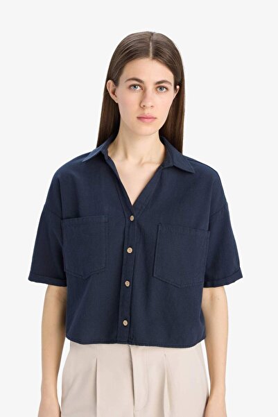 DeFacto Boxy Fit Basic Düz Kısa Kollu Gömlek V2523AZ25SP