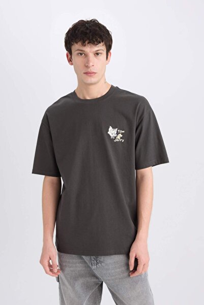 DeFacto Μπλουζάκι με κοντό μανίκι με στάμπα στην πλάτη Tom & Jerry Boxy Fit E0617AX25SM