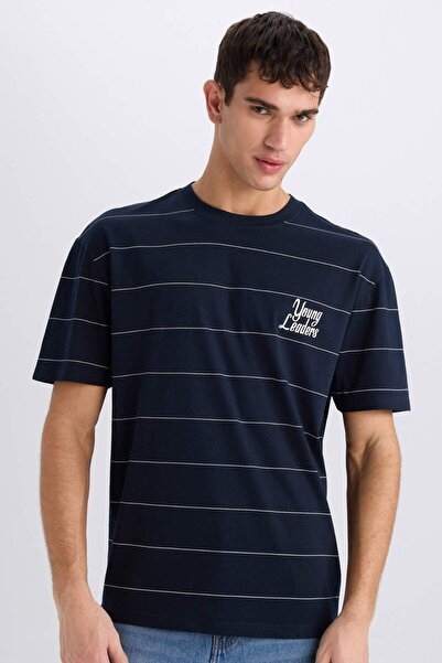 DeFacto 100% бавовна Boxy Fit велосипедний комір з принтом, короткий рукав, ф...