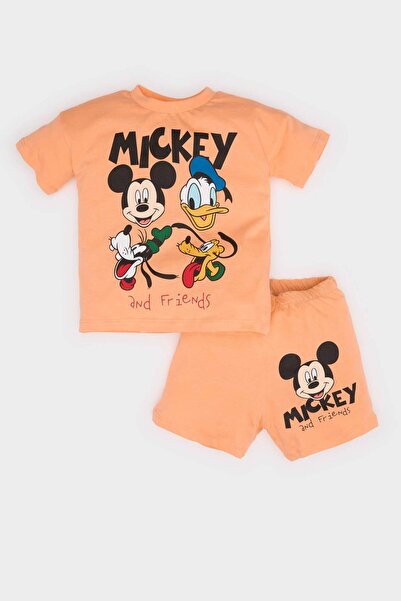 DeFacto Erkek Bebek Disney Mickey & Minnie 2li Takım Kısa Kollu Tişört Beli Lastikli Şort E6924A525SM