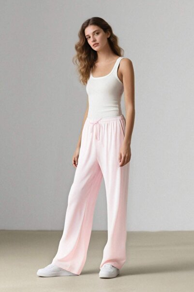 DeFacto Wide Leg Üç Cepli Normal Bel Standart Boy Geniş Paça Keten Karışımlı Palazzo Pantolon F0946AX25SP