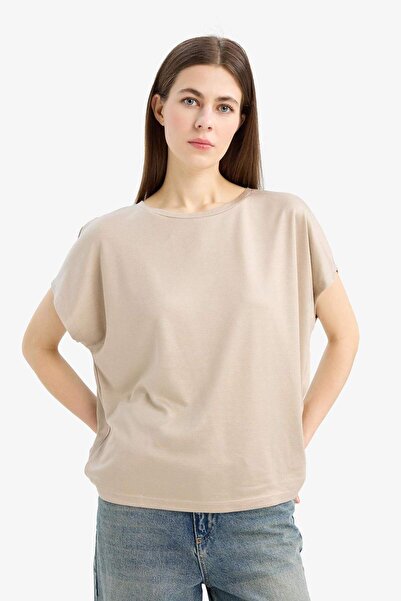 DeFacto Μπλουζάκι Crew Neck Basic Plain Modal με κοντό μανίκι C8807AX25SP