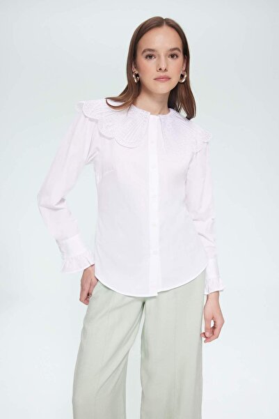 DeFacto Regular Fit Geniş Yakalı Poplin Uzun Kollu Tesettür Gömlek Tunik F2731AX25SM