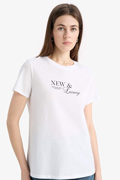 DeFacto Tricou cu mânecă scurtă din bumbac pieptănat imprimat Relax Fit E5541AX25SM