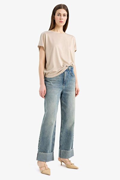 DeFacto Μπλουζάκι Crew Neck Basic Plain Modal με κοντό μανίκι C8807AX25SP