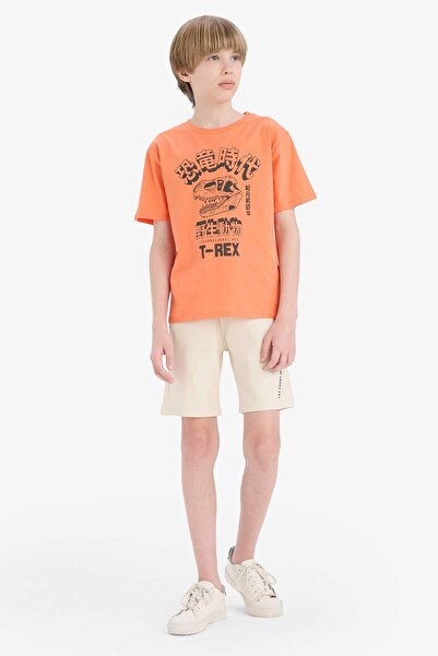 DeFacto Boy's Crew Neck Printed Short Sleeve T-Shirt F0180A825Sm