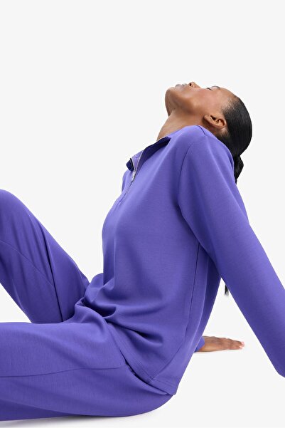 DeFacto Defactofit Oversize Wide Fit Half Zipper Stand Collar Modal Sweatshirt D7126Ax25Sp