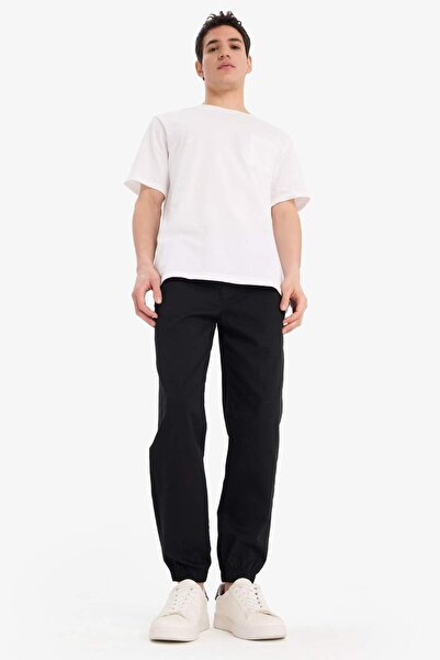 DeFacto 100% Cotton Jogger Slim Fit Slim Fit Waist Lace-Up Gabardine Trousers D8607Ax25Sp