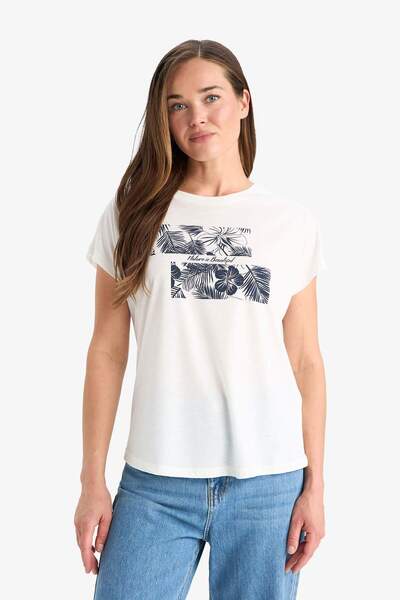 DeFacto Regular Fit Crew Neck Printed Short Sleeve T-Shirt F3555Ax25Sm