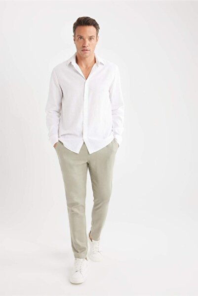 DeFacto Summer Jogger Linen Straight Leg Trousers D7542Ax25Sp