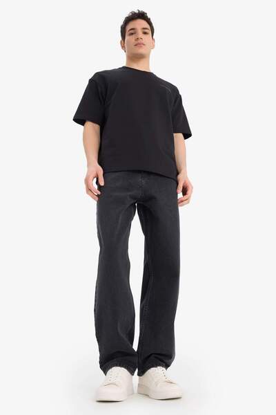 DeFacto Μπλουζάκι με κοντό μανίκι με στάμπα με λαιμόκοψη Boxy Fit E3460AX25SP