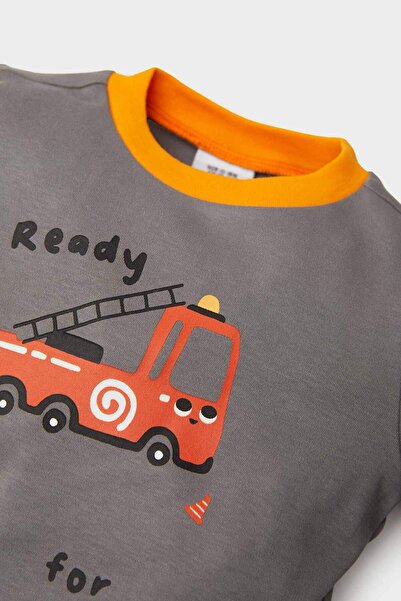 DeFacto Erkek Bebek Pijama Takımı Araç Baskılı Uzun Kollu Üst Beli Lastikli Uzun Alt E0752A525SP